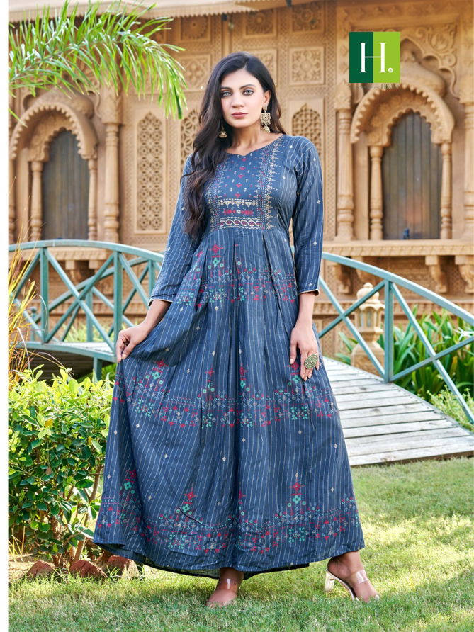 Hirwa Saina Heavy Festive Wear Wholesale Anarkali Kurtis Catalog